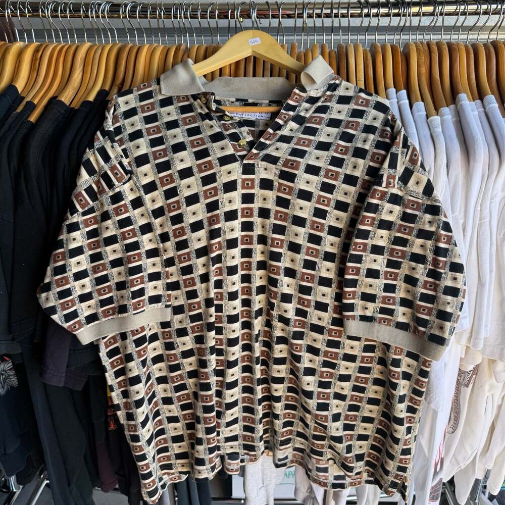 Fizzaro Collection Vintage Short Sleeve Geometric Print Polo Shirt